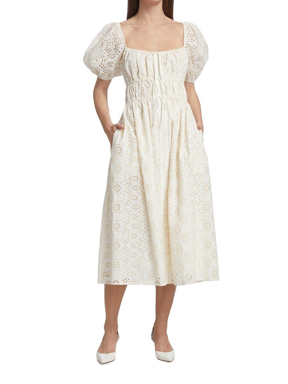 Cavaretta Embroidered Cotton Midi-Dress | Saks Fifth Avenue