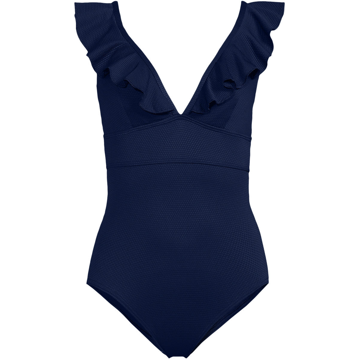 Women's Pique Ruffle One Piece Swimsuit | Lands' End (US)