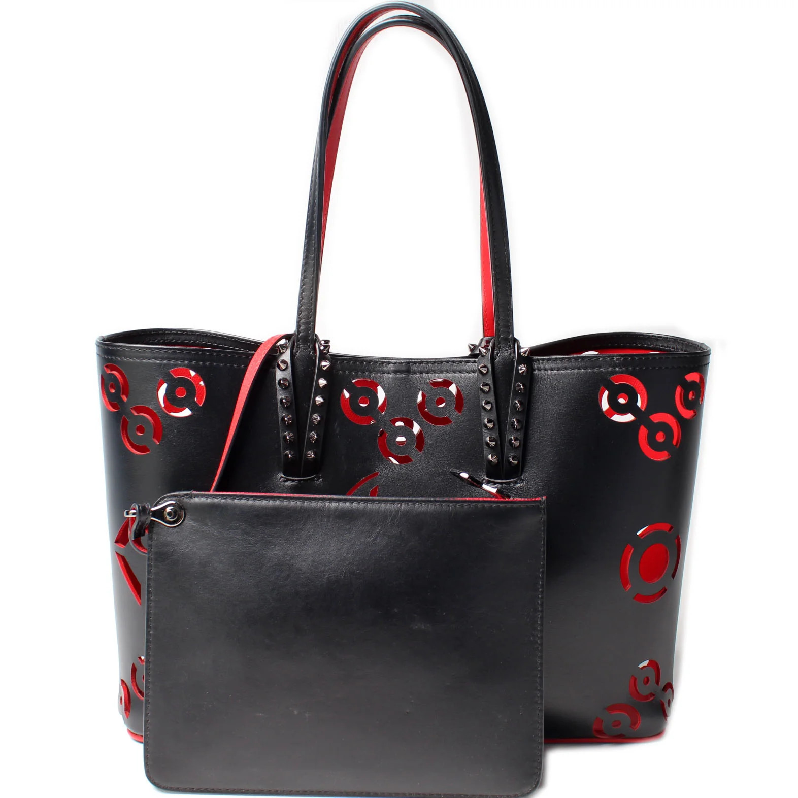 Small Cabata Tote W/ Pouch Perforated Loubi in the Sky | Keeks Designer Handbags