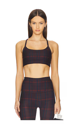 Soft Mark Slim Racerback Sports Bra in Dark Cherry Prep Plaid | Revolve Clothing (Global)