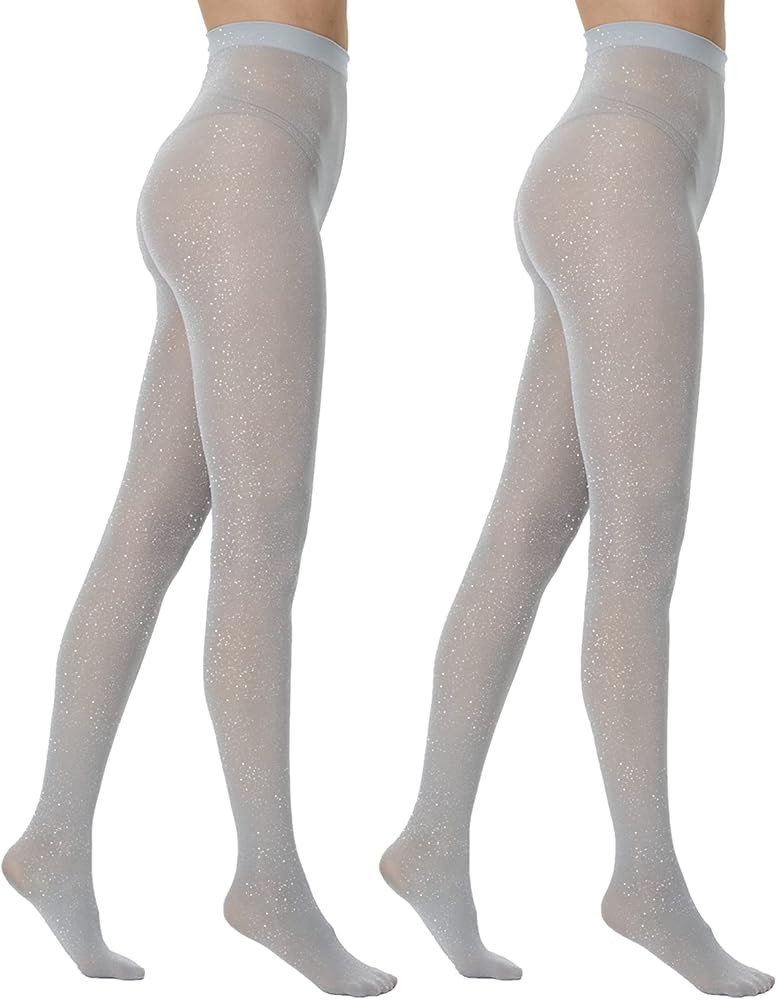 MANZI Sparkly Tights for Women, Metallic Shimmer, 50 Denier, Opaque, High Rise (Pack of 2) | Amazon (US)