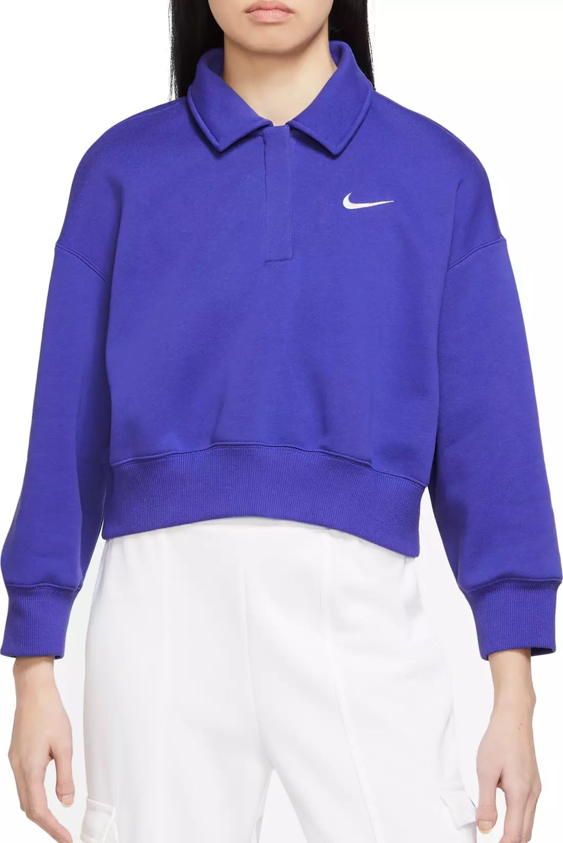 Nike Women's Sportswear Phoenix Fleece 3/4-Sleeve Crop Polo Sweatshirt | Dick's Sporting Goods