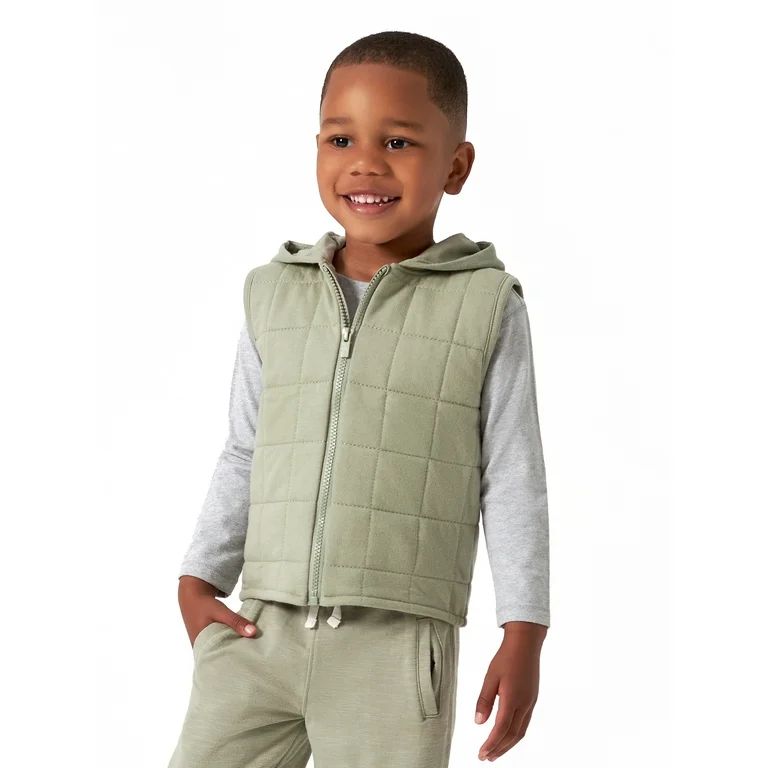 Modern Moments by Gerber Toddler Boy Quilted Hooded Zip Vest, Sizes 12M-5T | Walmart (US)