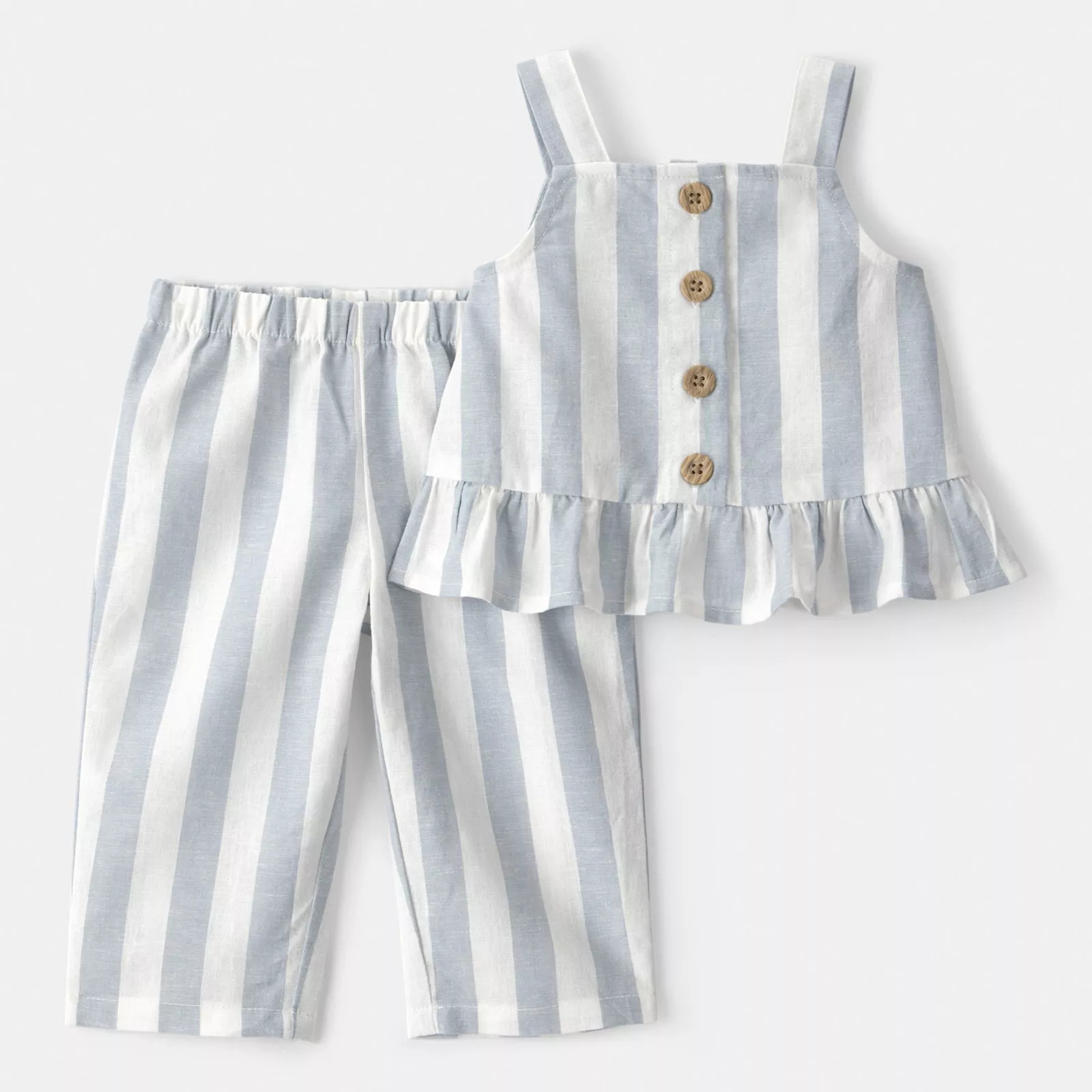 Baby Girl Carter's 2-Piece Sleeveless Top & Pants Set, Girl's, Size: 3 Months, Blue And Ivory Stripe | Kohl's