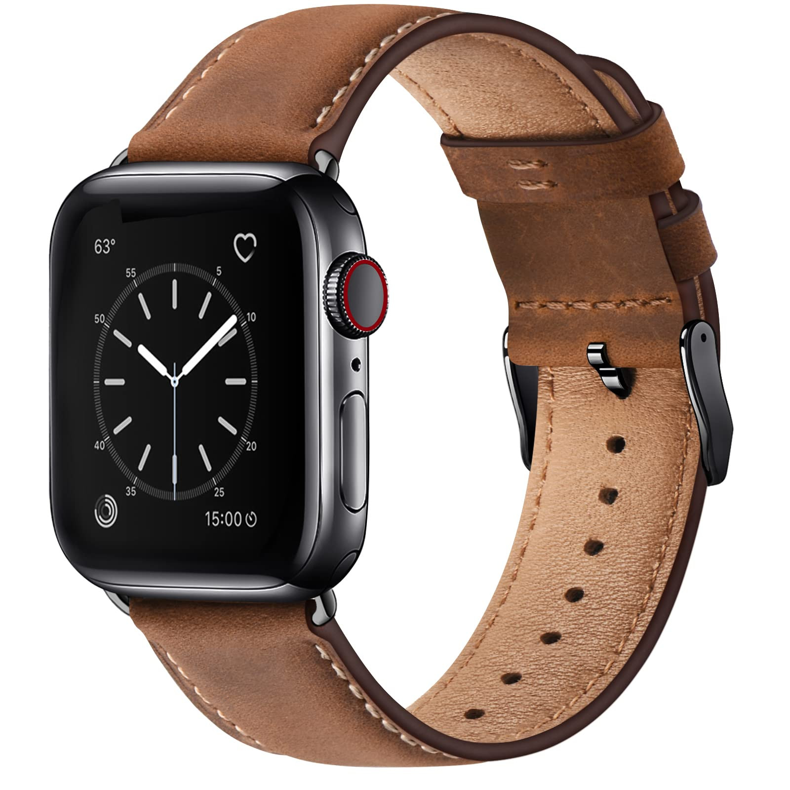SUNFWR Leather Bands Compatible with Apple Watch Band 42mm(Series 3 2 1) 44mm 45mm 46mm 49mm for ... | Amazon (US)