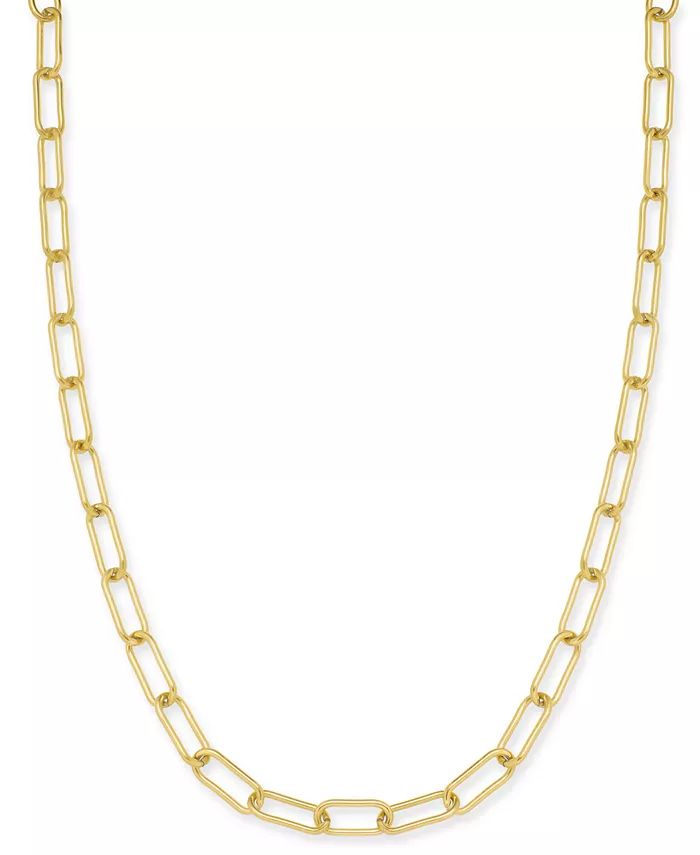 18k Gold-Plated Stainless Steel Paperclip Chain 18" Collar Necklace | Macy's