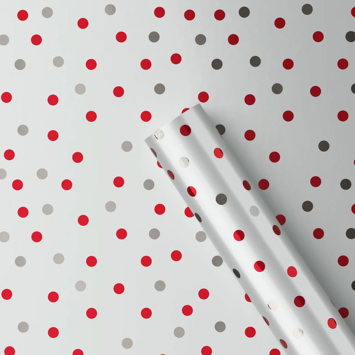 30" 25 sq ft Christmas Roll Wrap Red Gray Silver Dot - Wondershop™ | Target