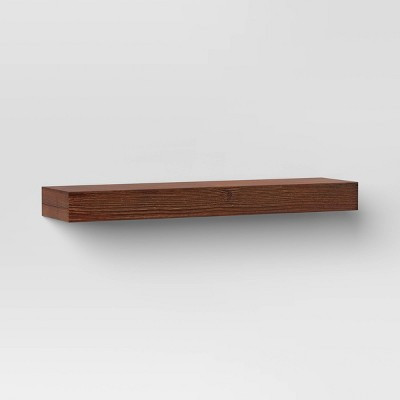 24" Floating Dark Wood Shelf Walnut Brown - Threshold™: Wall-Mounted, Open Shelving | Target