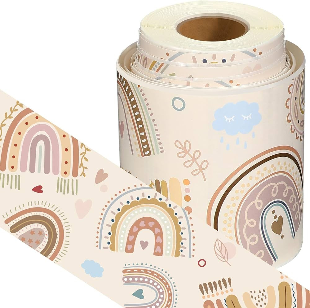 Pajean Boho Bulletin Board Border Rainbow Bulletin Board Border Trim Self Adhesive Boho Rainbow C... | Amazon (US)