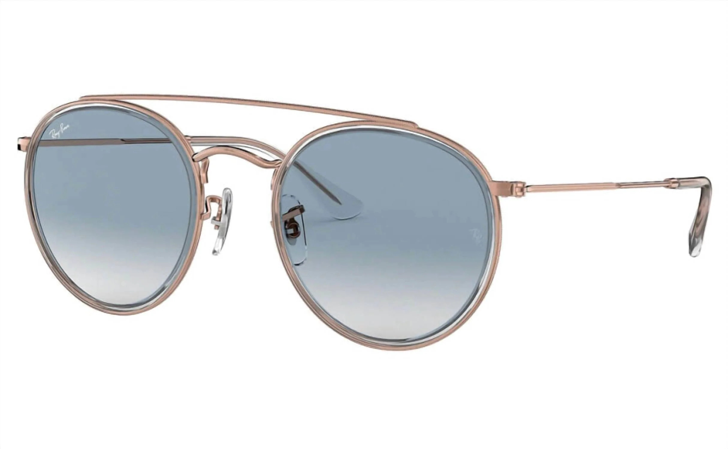 Unisex - Double Bridge Sunglasses In Rose Gold / Blue Gradient | Shop Simon