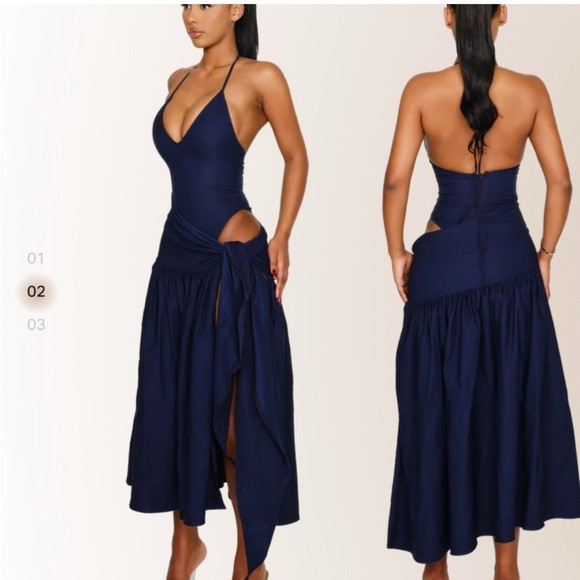 Chic Backless Navy Dress | Poshmark