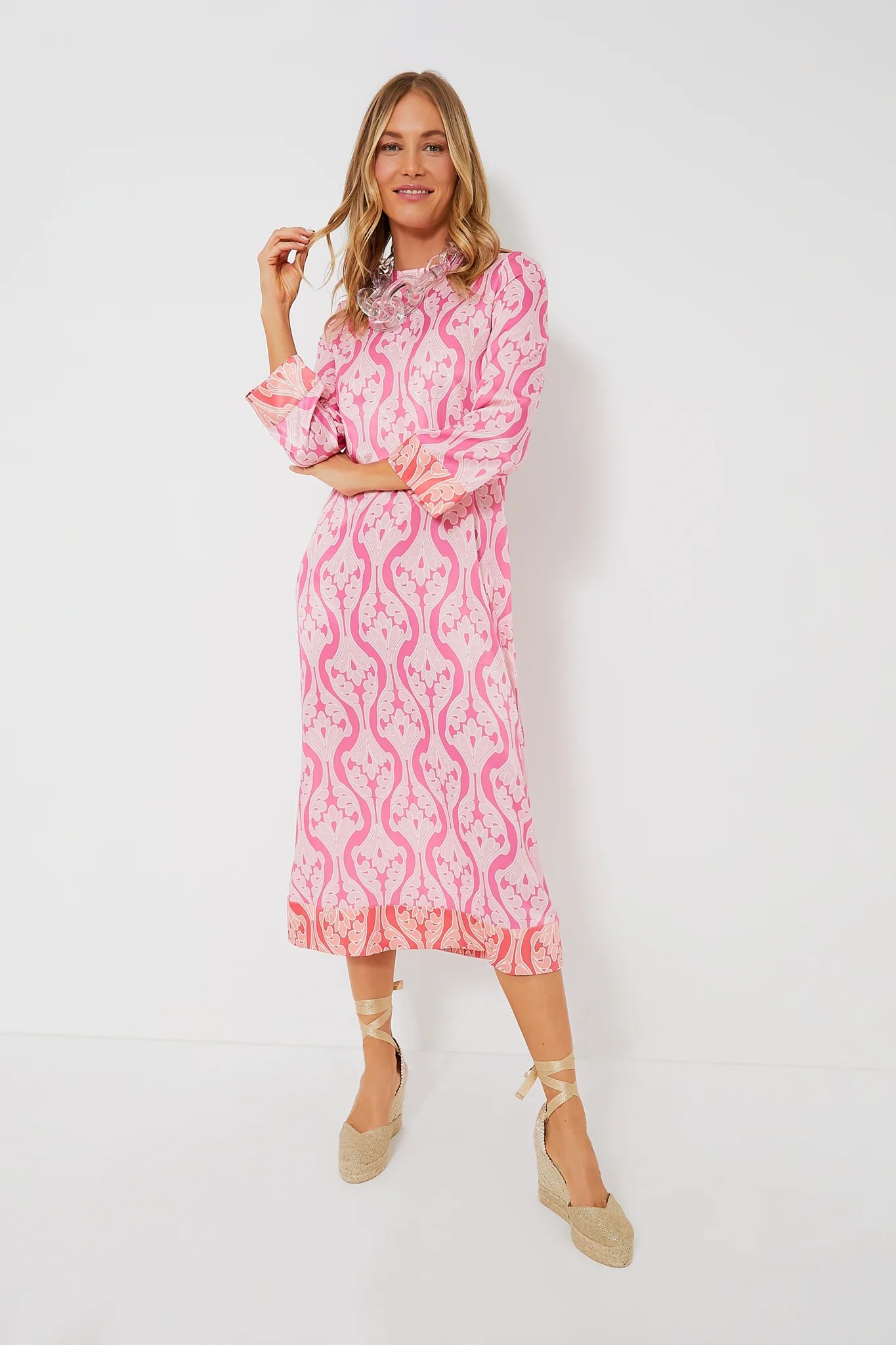 Pink Geometric Hayes Midi Dress | Tuckernuck (US)