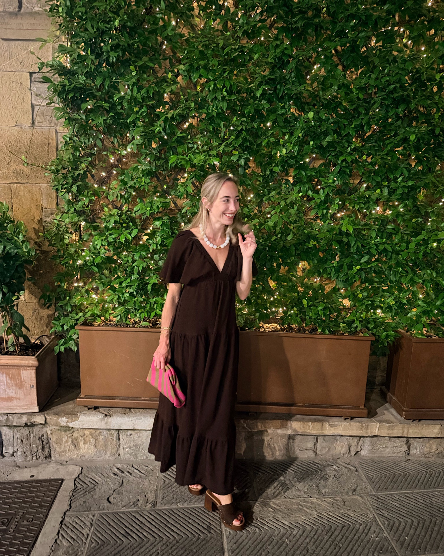 just got back from 10 days in Italy- we had the most amazing time!

I wore this brown boho maxi dress a ton because it doesn’t wrinkle and it works for almost every occasion! So easy to throw on and look put together for Fall!

sizes i’m wearing:
👗 Dress (runs big): XS


.
.
Free People Inspired Fall Dress
colorful striped clutch
chunky beaded choker necklace
fall outfits women over 50
fall dresses
fall fashion inspo
autumn outfits
casual fall dress
date night outfits
travel outfits
brown suede mules
chunky clogs
fall shoes 
brown dresses
beaded necklaces
amazon fashion finds

#LTKootd #LTKgrwm #LTKTravel