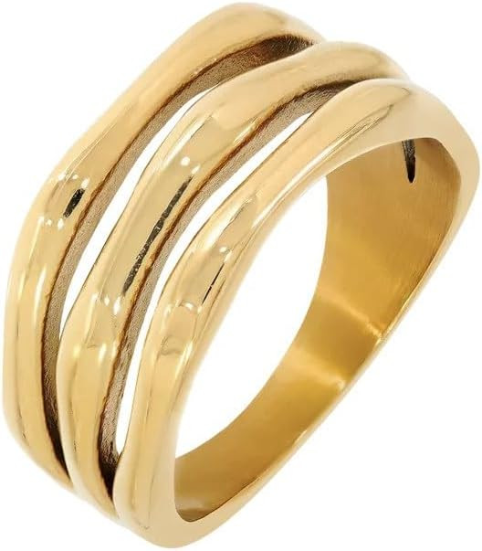 Hey Harper Gold Ring for Women Sierra Ring - Trendy 14K PVD Cross Ring - Gold Plated Stacking Wat... | Amazon (US)