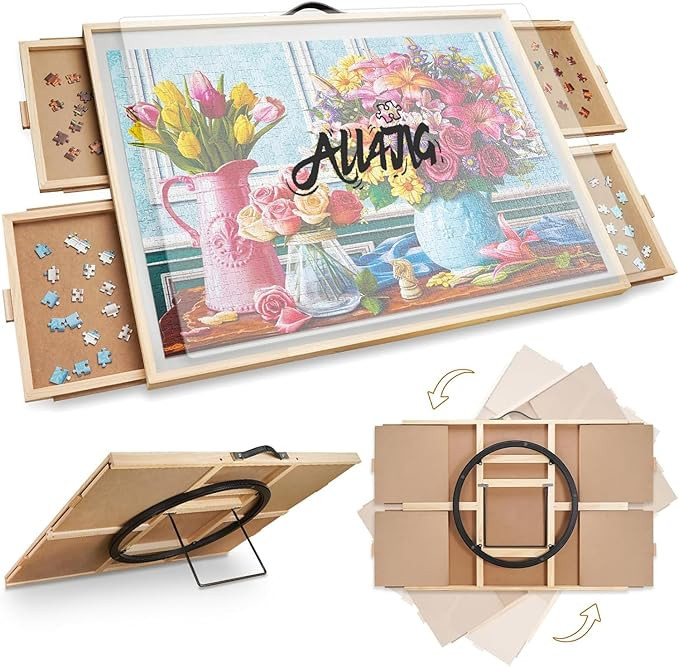 ALL4JIG 1500 Pieces 2-in-1 Tilting & Rotating Puzzle Board, 24.53" x 33.19"Adjustable Angle Puzzl... | Amazon (US)