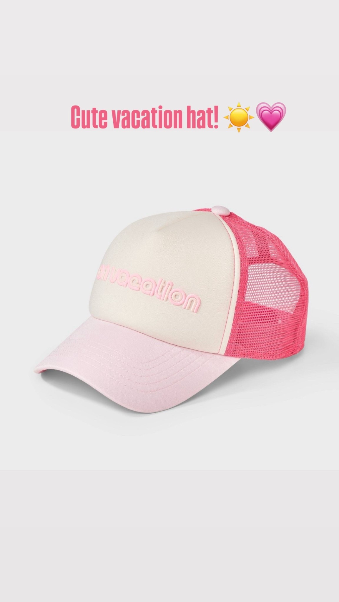 Cute trucker hat for vacation! Only $15!  ☀️💗🌴￼

Vacation style, vacation outfit inspo, target, target style ￼

#LTKOver40 #LTKootd #LTKTravel