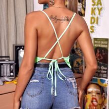 Cowl Neck Crisscross Tie Back Cami Top | SHEIN