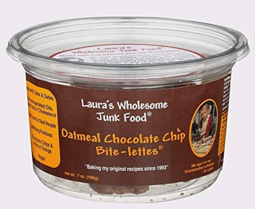 Laura's Wholesome Junk Food - Oatmeal Chocolate Chip Bite-lettes - 7 Ounce (Pack of 6) Vegan | Amazon (US)