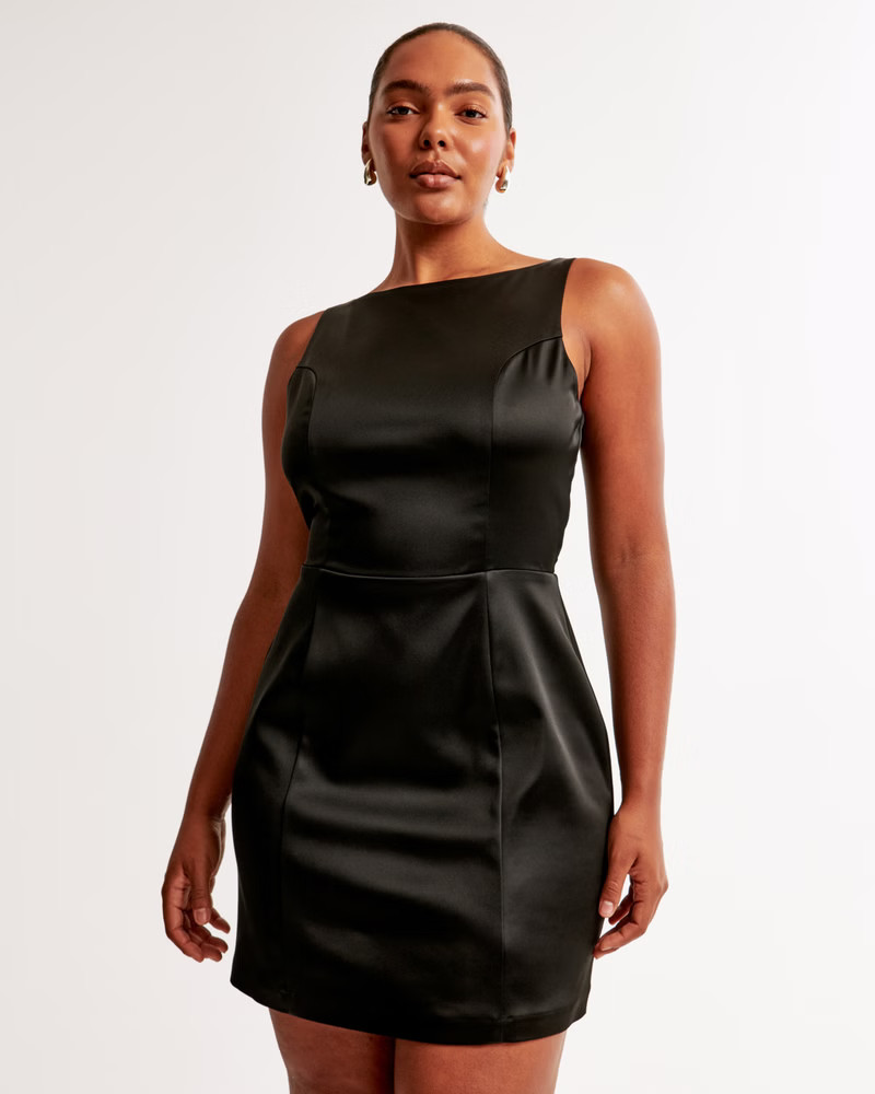 Women's High-Neck Satin Sculpt Mini Dress | Women's | Abercrombie.com | Abercrombie & Fitch (US)