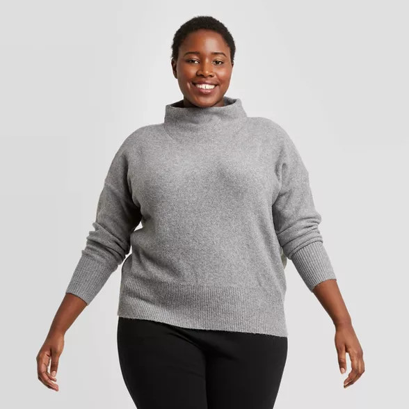 Women's Plus Size Mock Turtleneck Pullover Sweater - Ava & Viv™ | Target