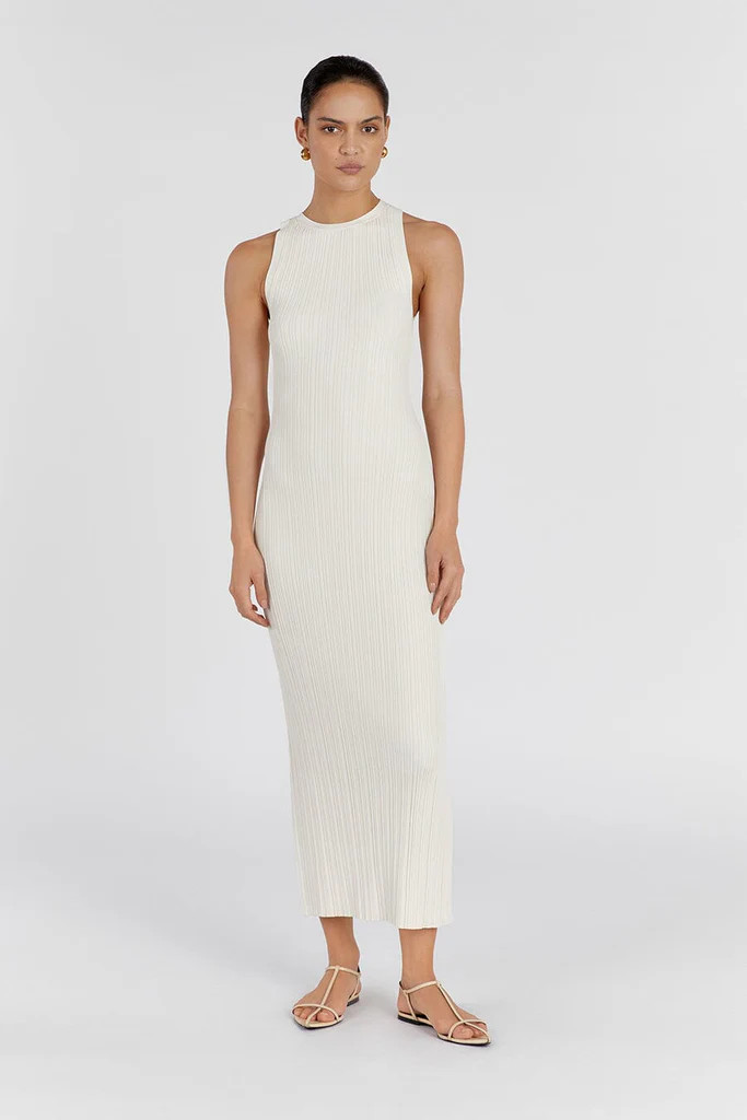 ANDERS CREAM KNIT MIDI DRESS | DISSH