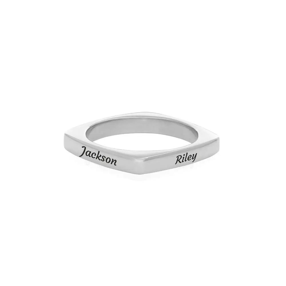 Iris Custom Square Ring in Sterling Silver | MYKA