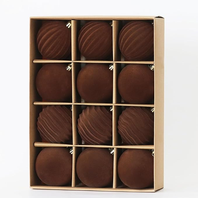 Senjie 2024 Velvet Christmas Ornaments Balls Sets for Christmas, 12PCS Multicolor Xmas Tree Flock... | Amazon (US)