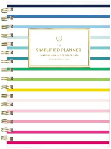 AT-A-GLANCE 2026 Planner, Simplified by Emily Ley, Weekly & Monthly, 5.5" x 8.5", Small, Happy St... | Amazon (US)