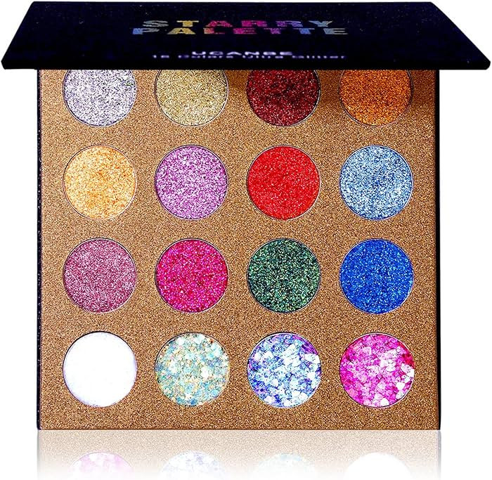 UCANBE Pro Glitter Eyeshadow Palette - Professional 16 Colors - Chunky & Fine Pressed Glitter Eye... | Amazon (US)
