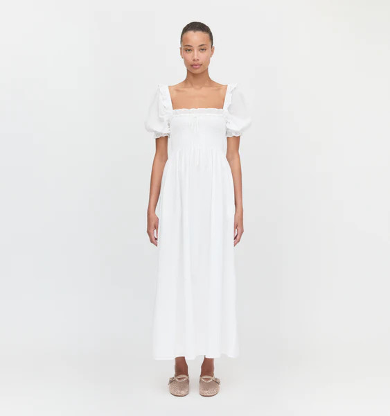 The Scarlett Nap Dress - White Shadow Stripe | Hill House Home US