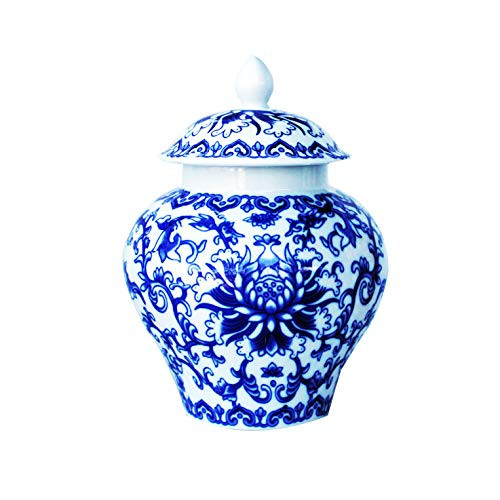 Ancient Chinese Style Blue and White Porcelain Helmet-shaped Temple Jar. Medium | Amazon (US)