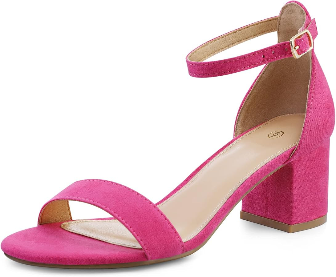 mysoft Women's Chunky Low Heels Open Toe Block Heeled Dress Ankle Strap Pump Wedding Sandals | Amazon (US)