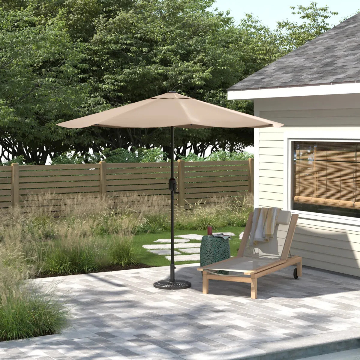 Kelton 10' W Crank Lift Auto-Tilt Patio Umbrella | Wayfair North America