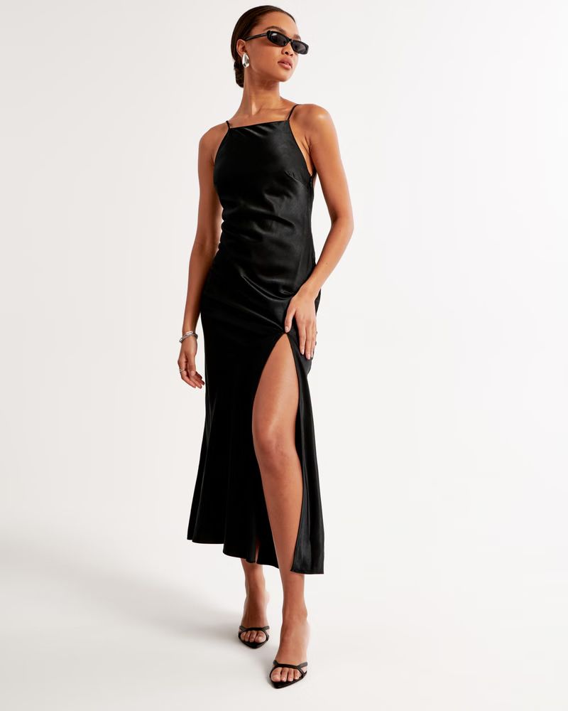 Satin Low Back Maxi Dress | Abercrombie & Fitch (US)