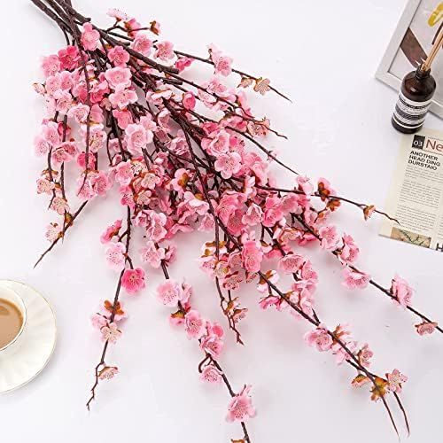 HyeFlora Artificial Cherry Blossom Silk Flowers Long Branches, Tall Stems Fake Plum for Tall Floor V | Amazon (US)