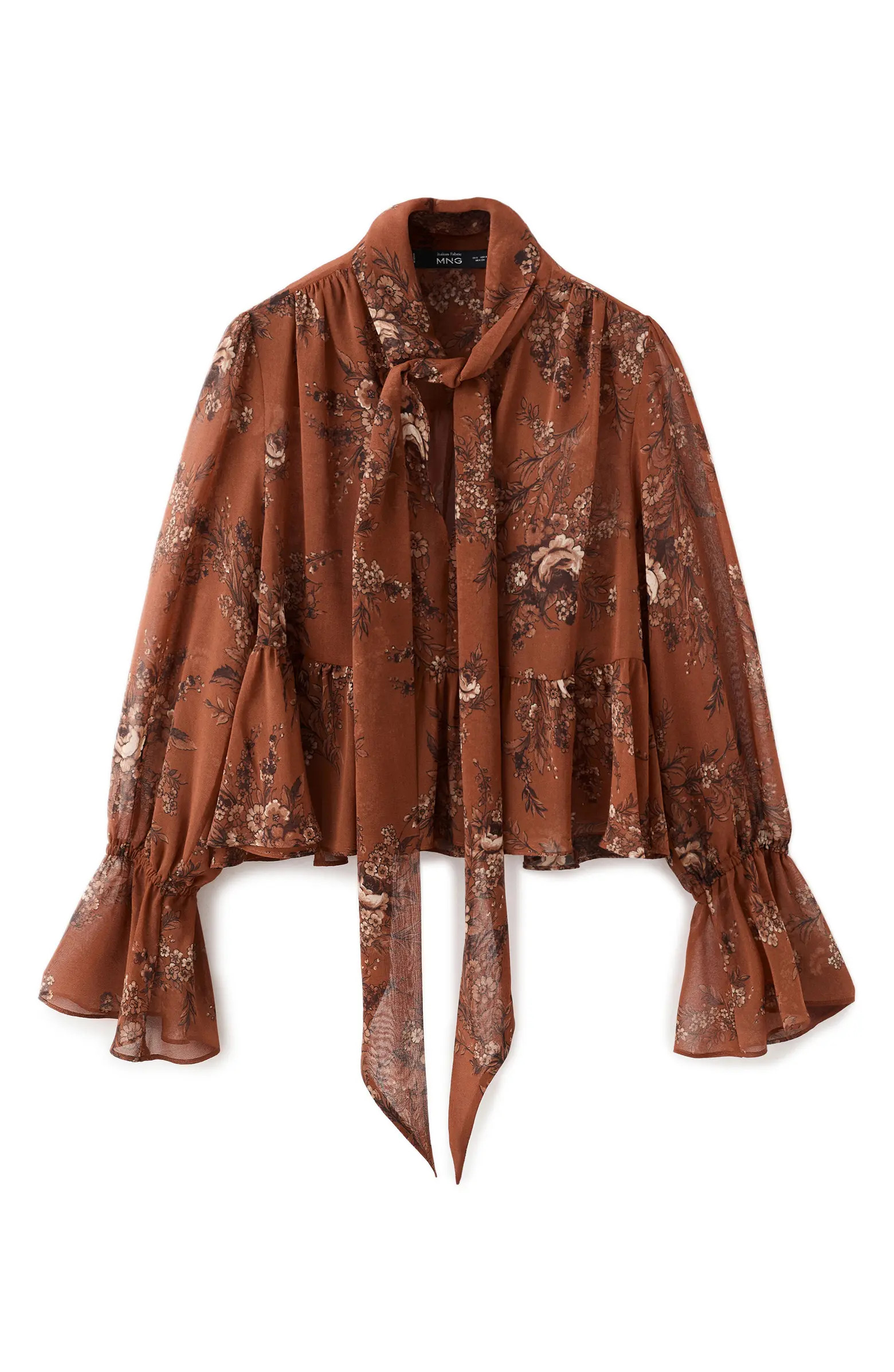 Floral Print Tie Neck Top | Nordstrom