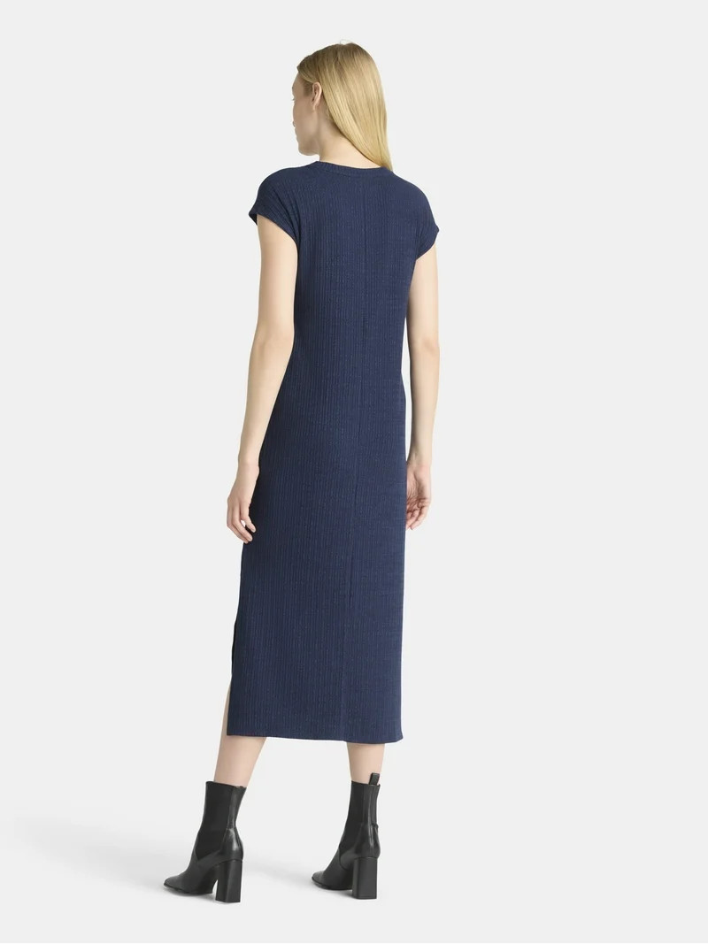 Time and Tru Women's Ribbed Column Dress with Short Sleeves, XS-XXXL | Walmart (US)