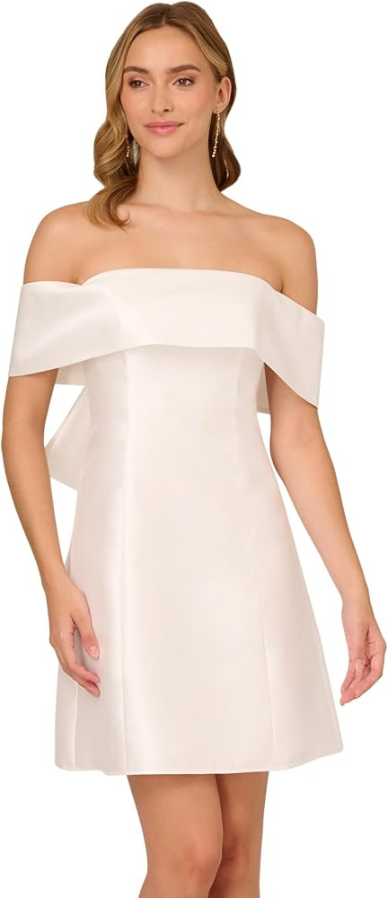 Adrianna Papell Women's Mikado Bow Short Dress | Amazon (US)