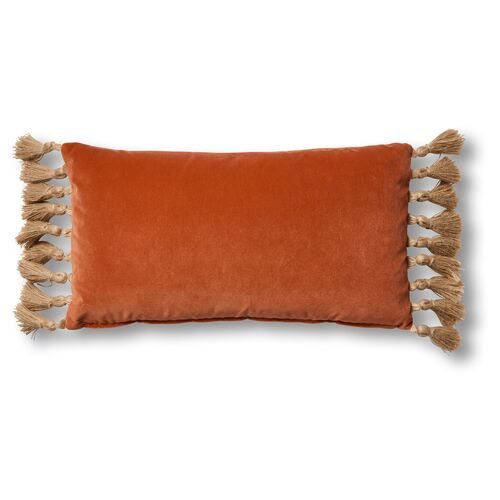 Lou 12x23 Lumbar Pillow, Orange Velvet | One Kings Lane