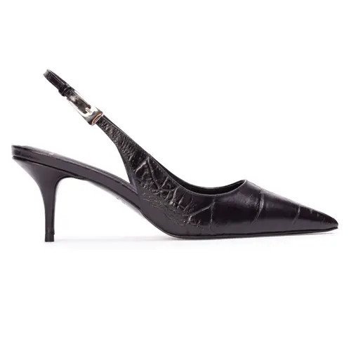 BLACK SUEDE STUDIO Branca 65 Slingback Pump Croc Leather in Black Croc Leather at Nordstrom, Size 39 | Nordstrom