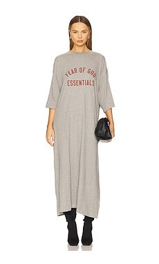 Fear of God ESSENTIALS T-Shirt Dress in Dark Heather from Revolve.com | Revolve Clothing (Global)