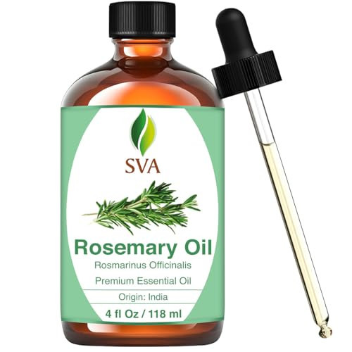 SVA Rosemary Essential Oil – 4 Fl Oz – 100% Natural Rosemary Oil for Hair, Face, Skin Care, Diffuser, Aromatherapy, Scalp, Body Massage, Soap and Candle Making – with Dropper | Amazon (US)