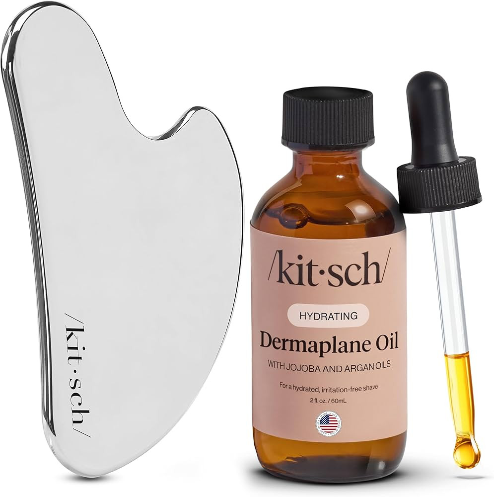 Kitsch Stainless Steel Gua Sha & Dermaplane Face Oil Bundle – Sculpting Tool & Hydrating Facial... | Amazon (US)