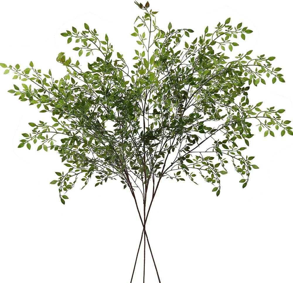 3Pcs Artificial Plant Leaves 43.3 Inch Nandina Faux Greenery Branch, Artificial Plastic Plant Flo... | Amazon (US)