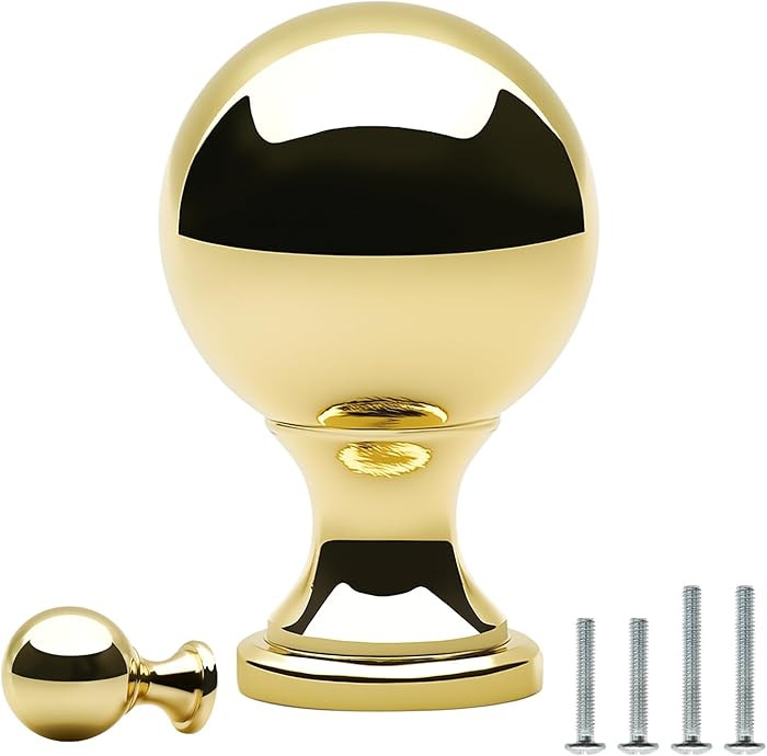 4 Pack Polished Gold Ball Cabinet Knobs 1 Inch/25mm Diameter Zinc Alloy Shiny Gold Knobs for Dres... | Amazon (US)