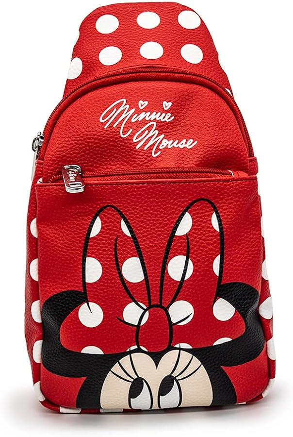 Disney Bag, Sling, Minnie Mouse Face Close Up with Polka Dots, Red, Bounding, Vegan Leather | Amazon (US)