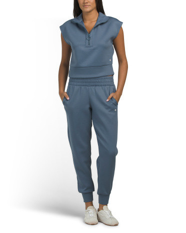 2pc Scuba Short Sleeve Quarter Zip Top And Joggers Set for Women | Polyester/Spandex/Rayon | Marshalls