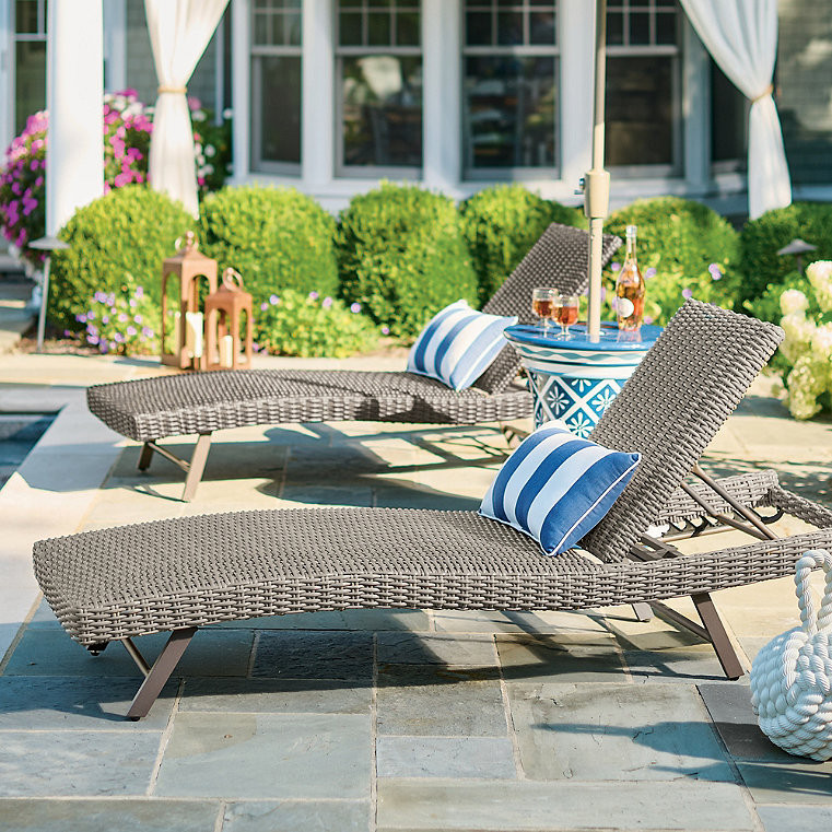 Montville Outdoor Wicker Outdoor Chaise Lounge - Grey - Grandin Road | Grandin Road