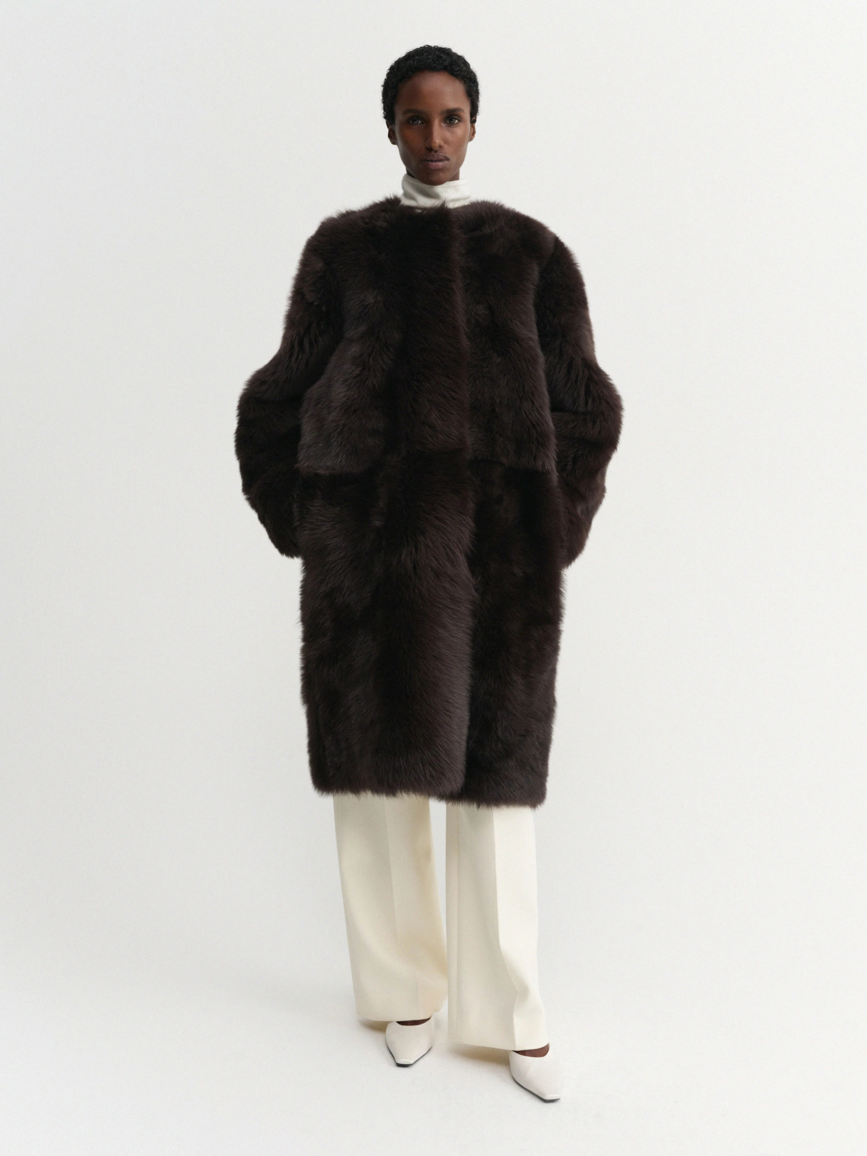 Gemma Shearling Coat, chocolate | Almada Label