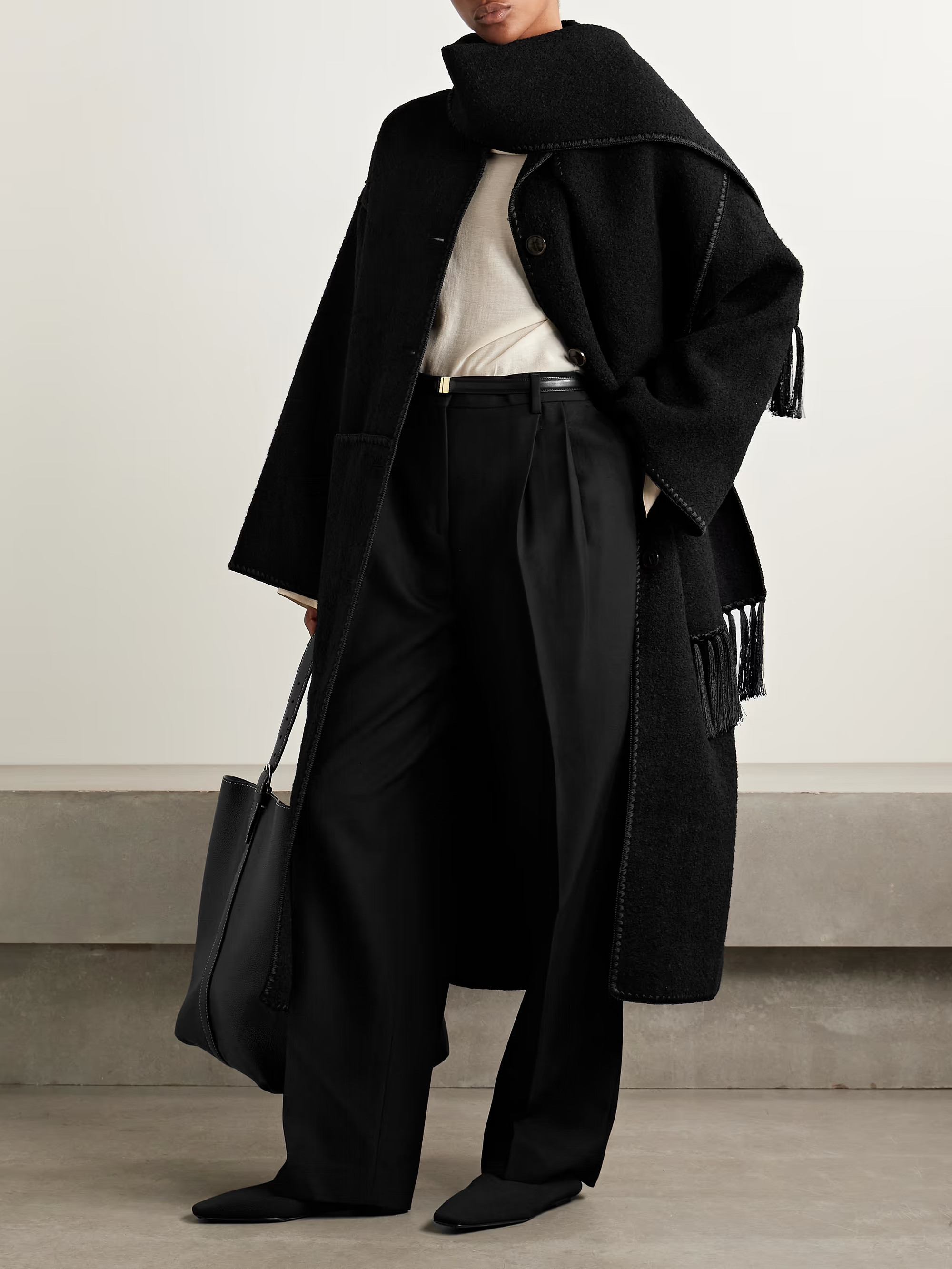 Draped fringed wool-blend bouclé jacket | NET-A-PORTER (US)